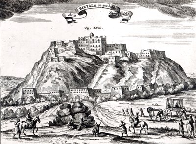 Bietala, fortaleza de Lama, o Grande, Reino de Lhassa, ilustração de &39;La Chine illustree&39; por Athanasius Kircher (1602-80) Amsterdã, 1670 (gravura) (foto bw) de Dutch School