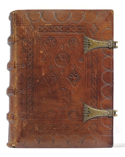 Livro das Horas e Livro de Orações em holandês, Baixa Renânia, Emmerich, Cleves, c.1480 (tinta e pigmento em pergaminho e papel, encadernado em pele de bezerro sobre tábuas com fechos de metal) de Dutch School