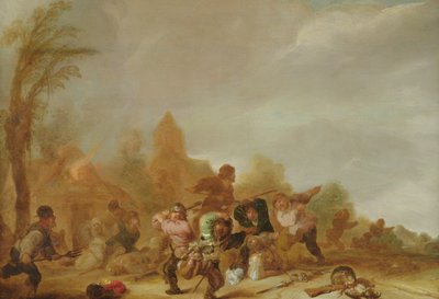 Briga entre soldados e camponeses de Dutch School