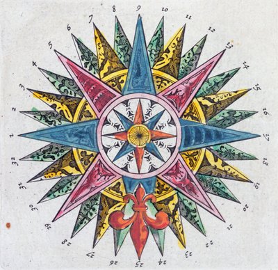 Compass Rose, de um Blaue Atlas, publicado em Amsterdã, 1697 de Dutch School