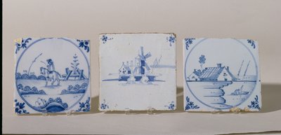 Telhas de Delft, c.1750-1800 (louça de barro) de Dutch School