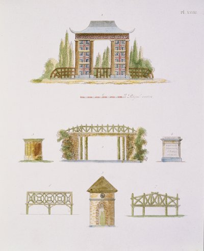 Decorações de jardim, de Magazine of Garden Gems, de G. van Laar, publicadas em 1802 (ver também 172967) de Dutch School