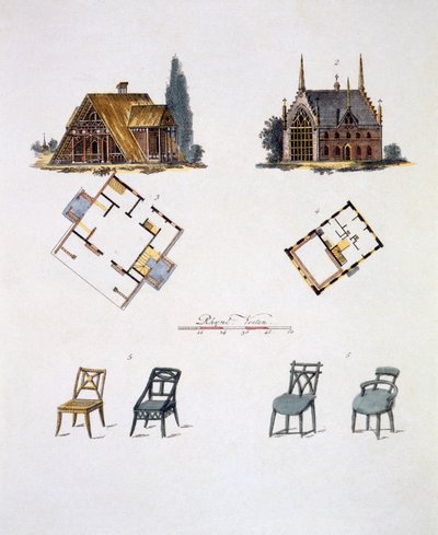 Decorações de jardim, da revista de gemas de jardim por G. van Laar, publicado em 1802 de Dutch School