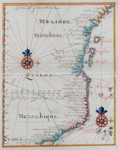 Mapa de Mombaça, África Oriental. de Dutch School