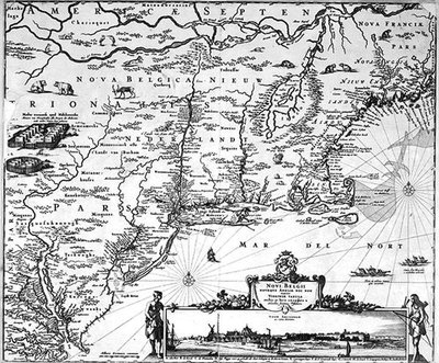 Mapa de New Amsterdam, c.1650 (gravura) de Dutch School