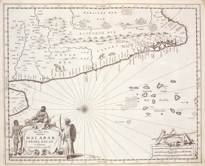 Mapa da Costa do Malabar, Índias Orientais, 1672 de Dutch School