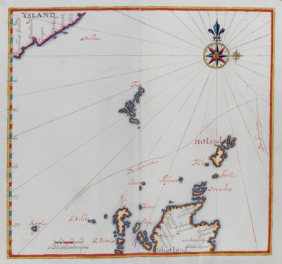 Mapa das Ilhas Shetland. de Dutch School