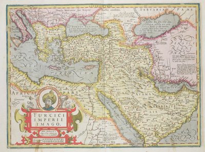 Mapa do Império Turco, do pub Mercator Atlas. por Jodocus Hondius (1563-1612) Amsterdã, 1606 de Dutch School