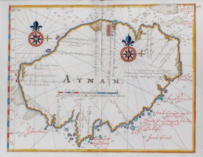 Mapa da ilha de Aynam. de Dutch School
