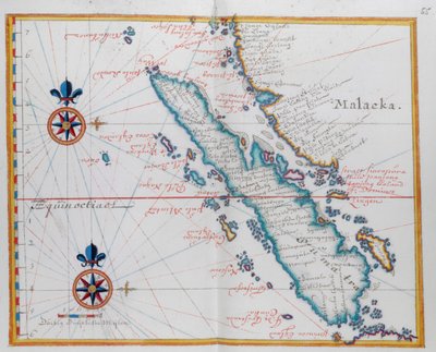 Mapa mostrando Malaca e Sumatra, oeste da Indonésia, parte das ilhas Sunda. de Dutch School