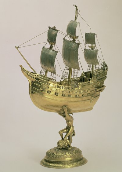 Modelo Navio de Guerra, Amsterdã, 1595-96 (prata dourada) de Dutch School