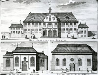 Igreja Portuguesa e Câmara Municipal na Batávia, século XIX, de Dutch School