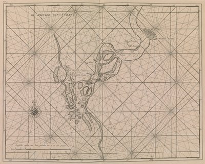Aproximação do rio a Surat, c.1726 (gravura) de Dutch School