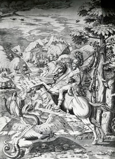 São Jorge e o Dragão, século XVI de Dutch School