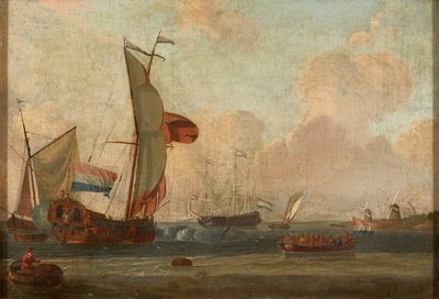 Envio ao largo da costa (óleo sobre tela) de Dutch School