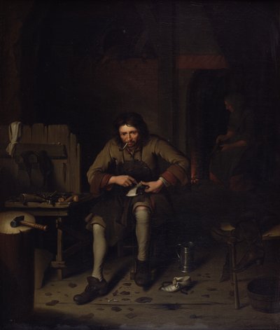 O sapateiro, c.1675 de Dutch School