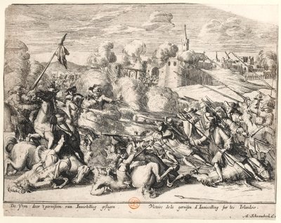Vitória da guarnição Enniskillen sobre os irlandeses em 1689, c.1691 de Dutch School