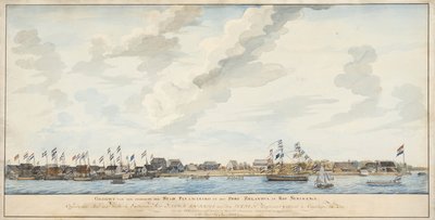 Vista da cidade de Paramaribo e do Forte Zeelandia, 1772 de Dutch School