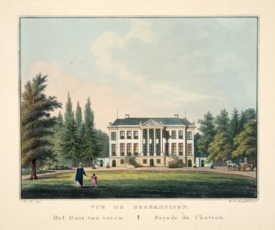 Vue de Broekhuisen. A casa da frente. Fachada do Château de Dutch School
