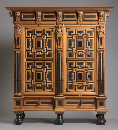 Roupeiro (Kast), feito na Holanda, c.1625-1650 (carvalho com folheados de ébano e pau-rosa) de Dutch School