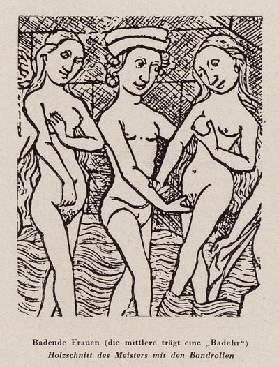 Mulheres tomando banho (xilogravura) de Dutch School