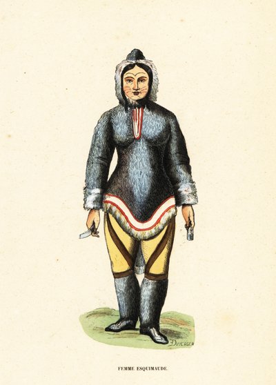 Mulher Inuit com tatuagens faciais, Rio Mackenzie, Yukon, Canadá de Duverger Duverger