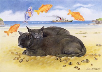 Fish Dreams, 1997 (acrílico sobre tela) de E.B. Watts