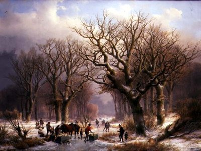 Uma Paisagem de Inverno (óleo sobre tela) de E.J. and Klombeck J.B. Verboeckhoven