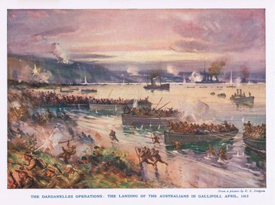 As operações de Dardanelos: O desembarque dos australianos em Gallipoli, abril de 1915 de E.S. Hodgson