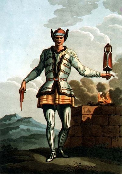 Um sacerdote de Yakutskaya, gravado por Gros (litho) de E. (after) Karnejeff