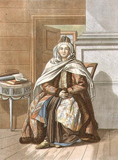 Tartar Woman from Tomsk, gravada por Yegor Skotnikoff (1782-1843) (litho) de E. (after) Karnejeff