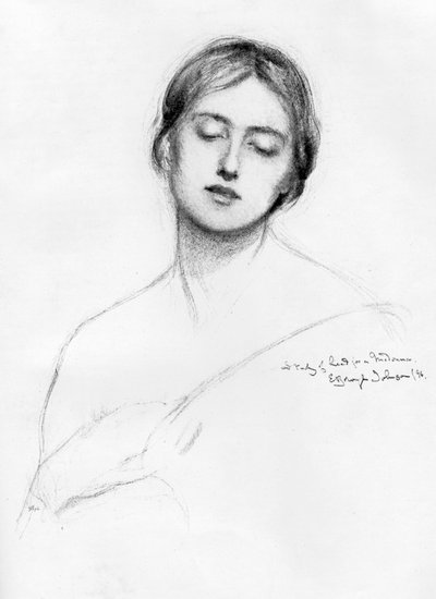 Estudo da cabeça de uma mulher, 1896 1898. de E. Borough Johnson