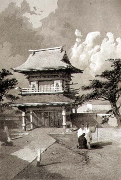 Entrada para um Templo em Hakotadi, pub. por Sarony & Co., c.1856 (litho) de E. Brown