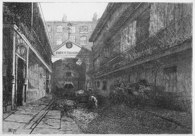 The Green Dragon Inn, Bishopsgate, Cidade de Londres, 1871 de E Edwards