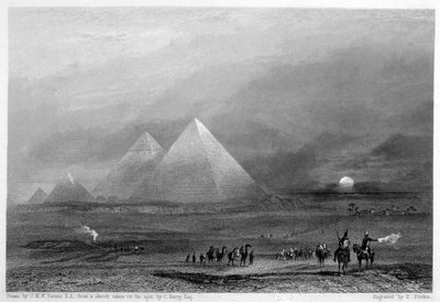 As pirâmides, Gizé, Egito, século XIX de E. Finden