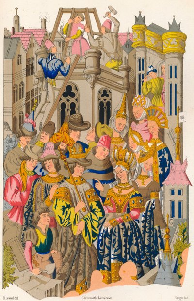 Fundação da Abadia de St Genevieve, século XV, 1849. de E. Hauger