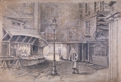 Loja de Poulterer em Clare Market, Westminster, Londres, c1850 de E Holah