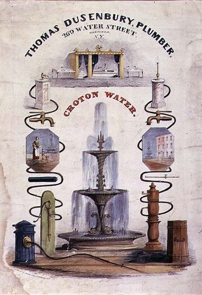 Anúncio para "Thomas Dusenbury, Canalizador, 269 Water Street". de E. Jones
