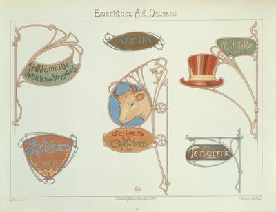 Sinais da loja de Art Nouveau, 1903 de E. Mulier
