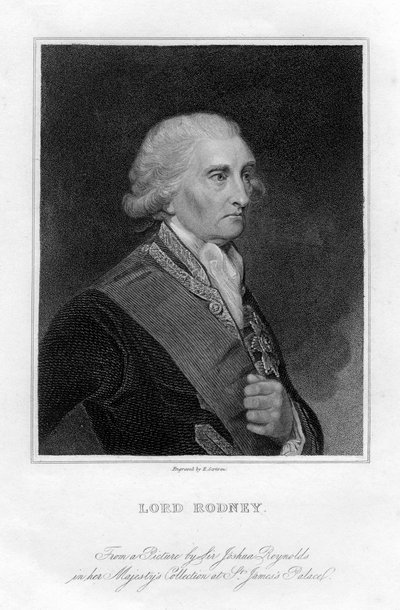 Almirante George Brydges Rodney 1719-1792, 1º Barão Rodney, século XIX. de E. Scriven