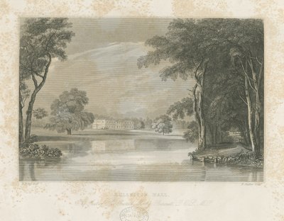 Rolleston Hall: gravação de linha, nd [c 1840] de E Stalker