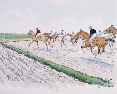 Corrida de cavalos - desenho por Thelem de E. Thelem