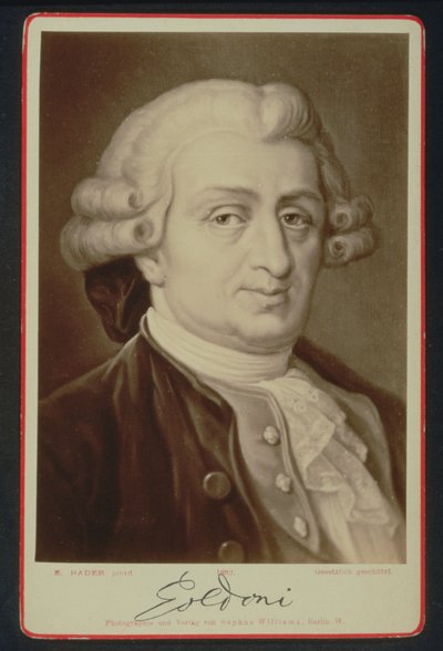 Retrato de Carlo Goldoni (1707-93) (versão para impressão) de E. after Hadler