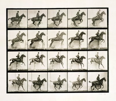 Homem e cavalo pulando uma cerca, 1887 de Eadweard Muybridge