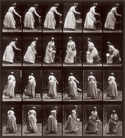 Locomoção animal, placa 265: sequência com uma mulher sentada, 1887 (impressão fotomecânica) de Eadweard Muybridge