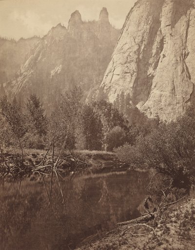 Pináculos da Catedral, Vale do Yosemite, 1872 (foto) de Eadweard Muybridge