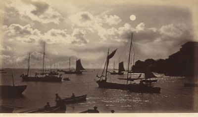Efeito do luar - Baía do Panamá, 1877 (foto) de Eadweard Muybridge