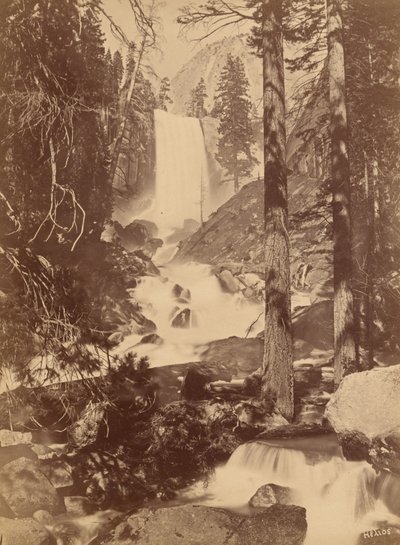 Pi-wy-ack (Catarata dos Diamantes), Vernal Falls, Vale de Yosemite, Califórnia, 1867 (foto) de Eadweard Muybridge