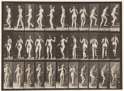 Placa 101. Virando e subindo escadas, acenando a mão, 1872-1885 de Eadweard Muybridge