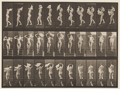 Prancha 133. Escadas Descendentes, Jogando o Lenço Sobre os Ombros, 1872-1885 de Eadweard Muybridge